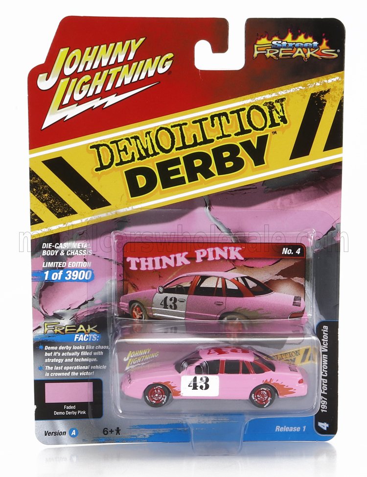 1:64 FORD Crown Victoria N43 Demilition Derby (1997), Pink White - JLSP296A-JLSF025