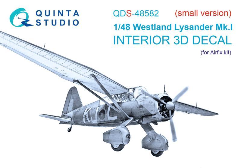 1:48 3D Декаль интерьера кабины Westland Lysander Mk.I (Airfix) (малая версия) - QDS-48582