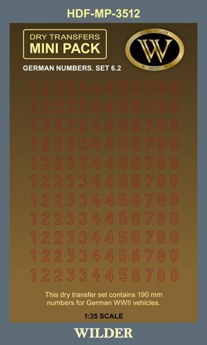 1:35 Сухая декаль Немецкие номера для наземной техники. Сет 6.2 Контурные, красные - HDF-MP-3512