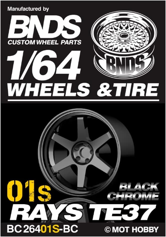 1:64 ABS Wheel & Rim set, black chrome - BC26401S-BC