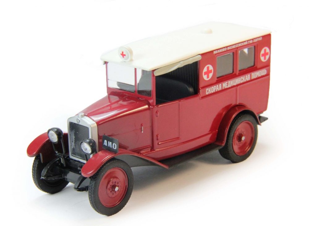1:43 АМО Ф-15 Скорая мед. помощь, Автомобиль на службе 32, красный - ANS032