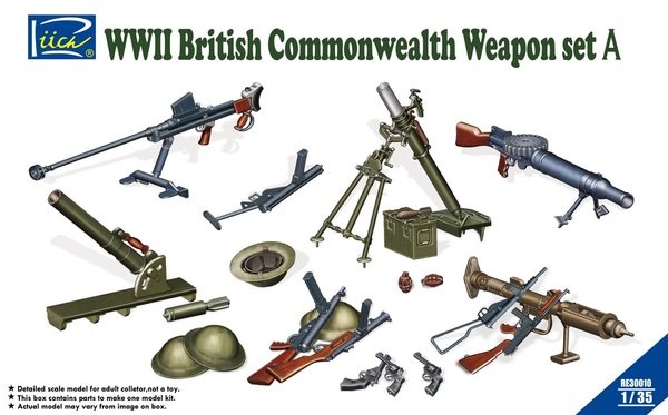 1:35 Сборная модель WWII British Commonwealth Weapon Set B – 1 - RE30010
