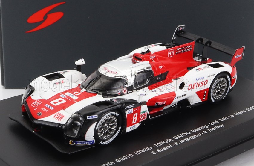 1:87 TOYOTA Gr010 3.5l V6 Twin Turbo Hybrid Team Gazoo Racing N8 2nd 24h Le Mans (2021) S.Buemi - N.Nakajima - B.Hartley, White Red - 87S162
