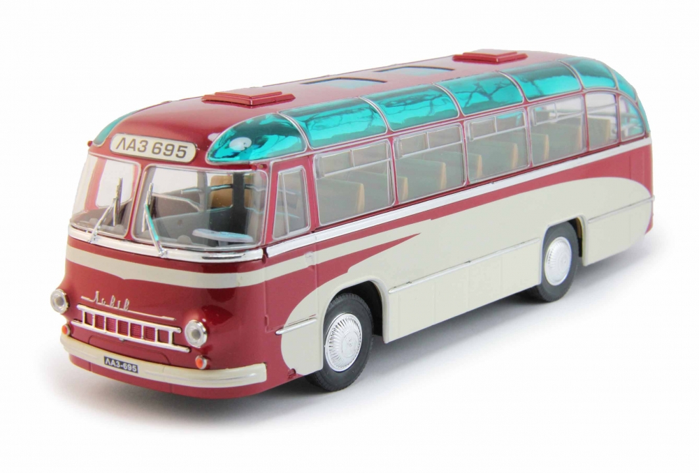 1:43 ЛАЗ 695 пригородный Опытный (1956), красно-бежевый - UM43-B001R