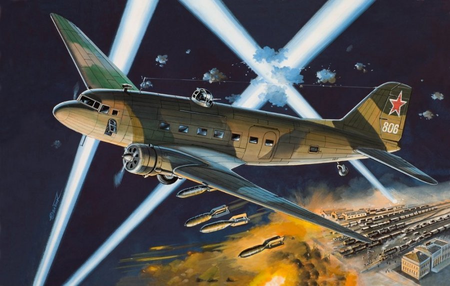 1:144 Сборная модель Ночной бомбардировщик Ли-2НБ - 14433