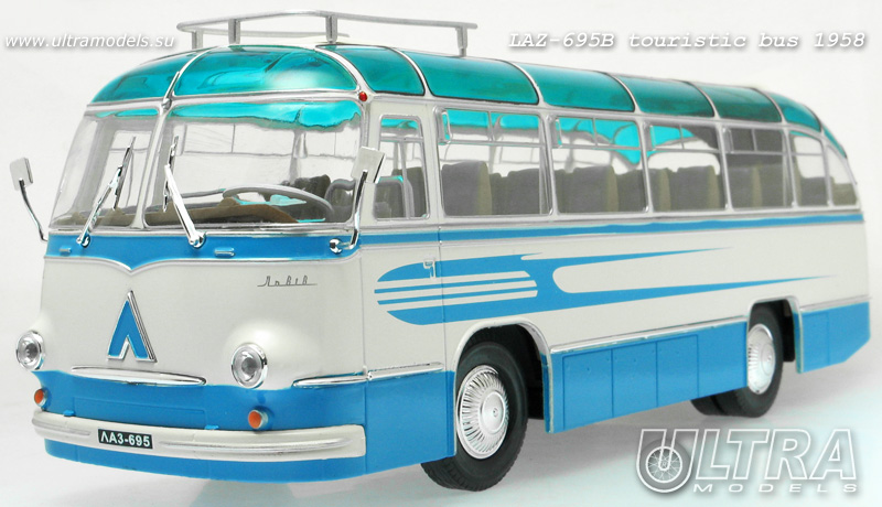 1:43 ЛАЗ 695Б туристический Комета (1958), белый / голубой - UM43-B003C