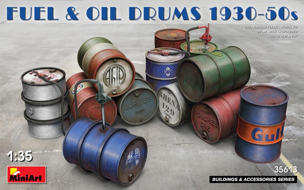 1:35 Сборная модель Бочки FUEL & OIL DRUMS 1930-50s - 35613