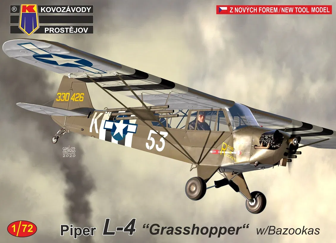 1:72 Сборная модель Самолет Piper L-4 „Grasshopper w/Bazookas - KPM0190