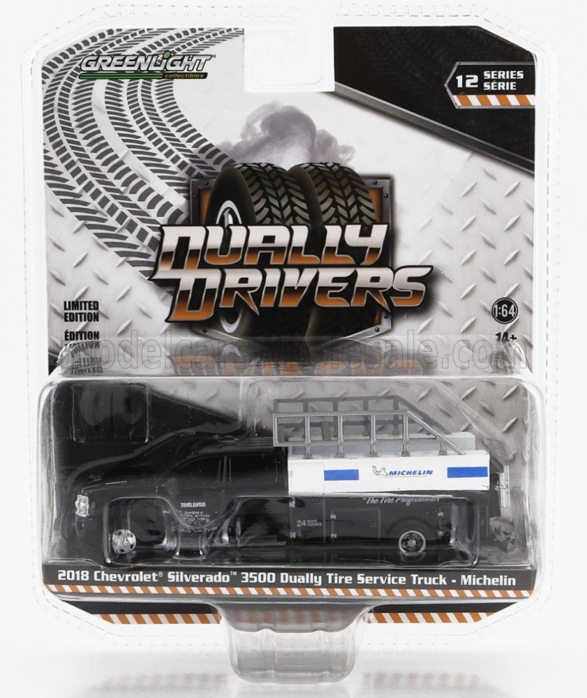 1:64 CHEVROLET Silverado 3500 Pick-up Michelin (2018), Black White - 46120C