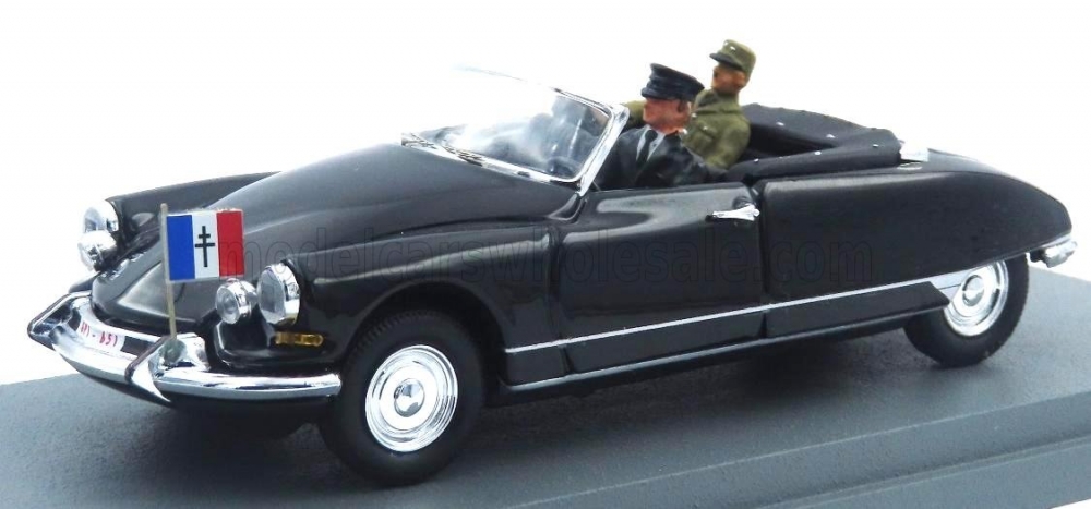 1:43 CITROEN Ds19 Cabriolet Personal Car General Charles De Gaulle Visit Djibuti (1959), Black - 4212/P