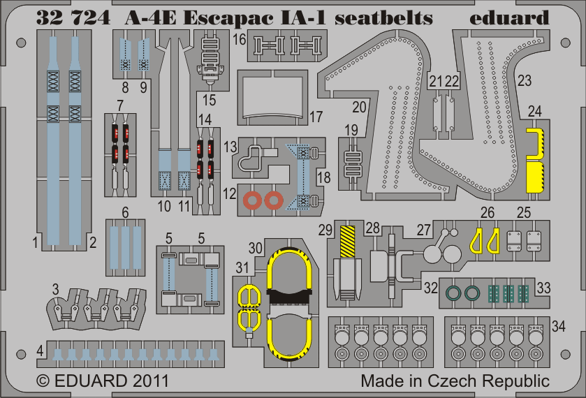 1:32 Фототравление привязные ремни A-4E Escapac IA-1 seatbelts - 32724
