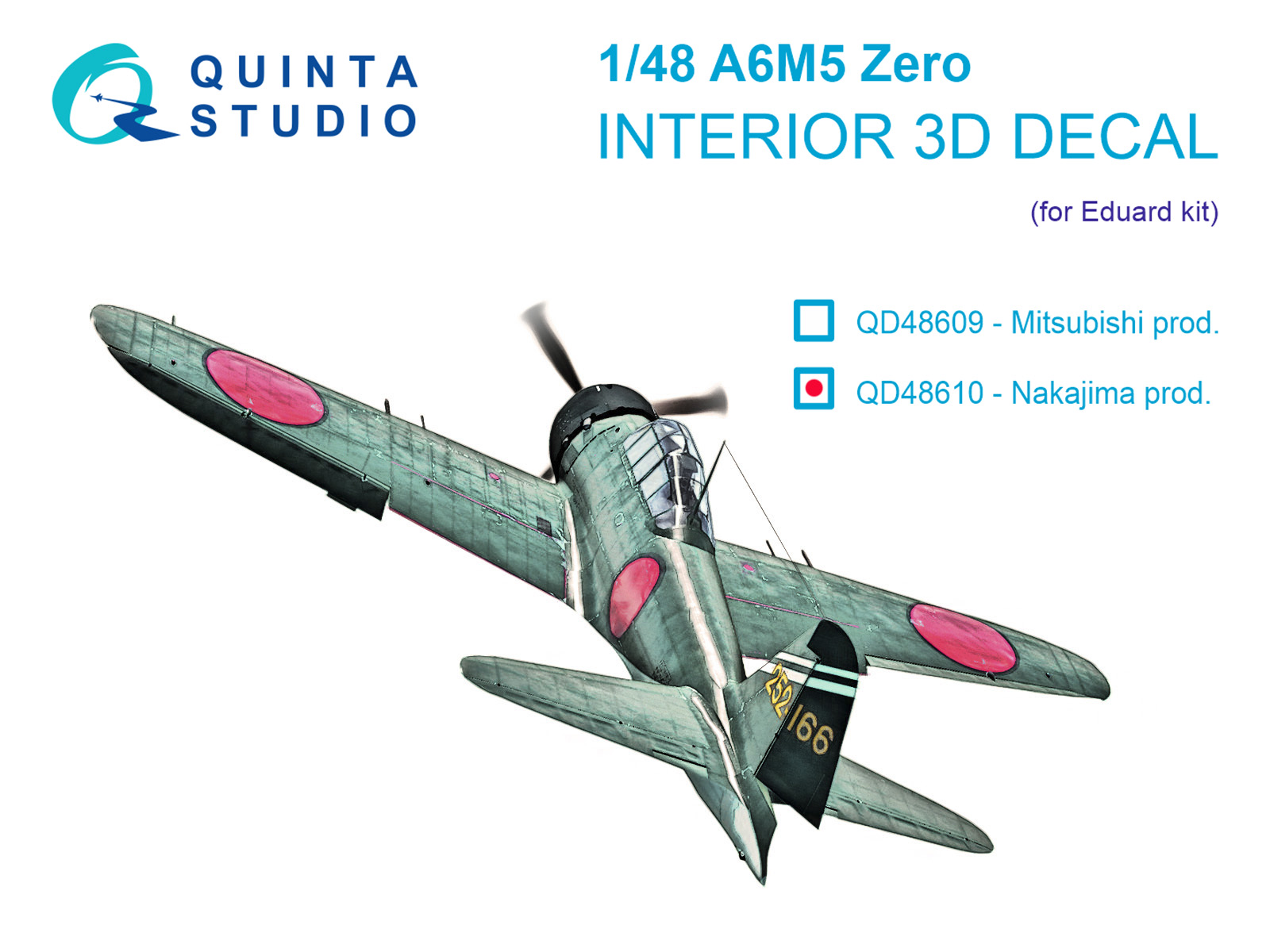 1:48 3D Декаль интерьера кабины A6M5 Zero (производства Nakajima) (Eduard) - QD48610