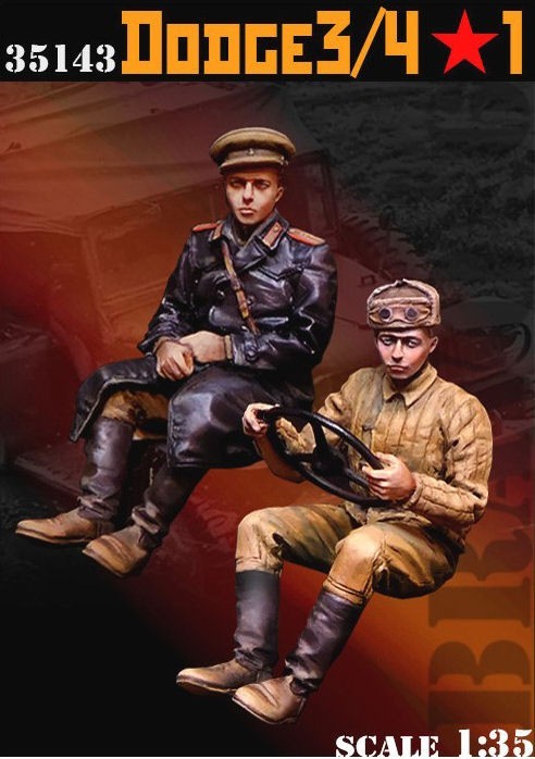 1:35 Фигурка Офицер и водитель Красной Армии в машине - B6-35143