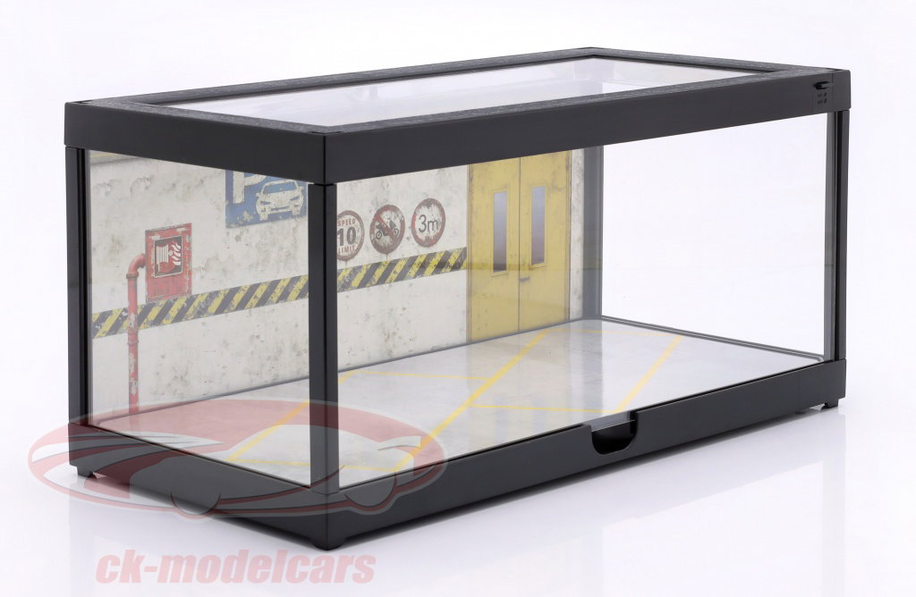 1:18 Diorama Single display case black with LED lighting for scale 1:18 / 1:24 Triple9, black / transparent - T9-248810BK