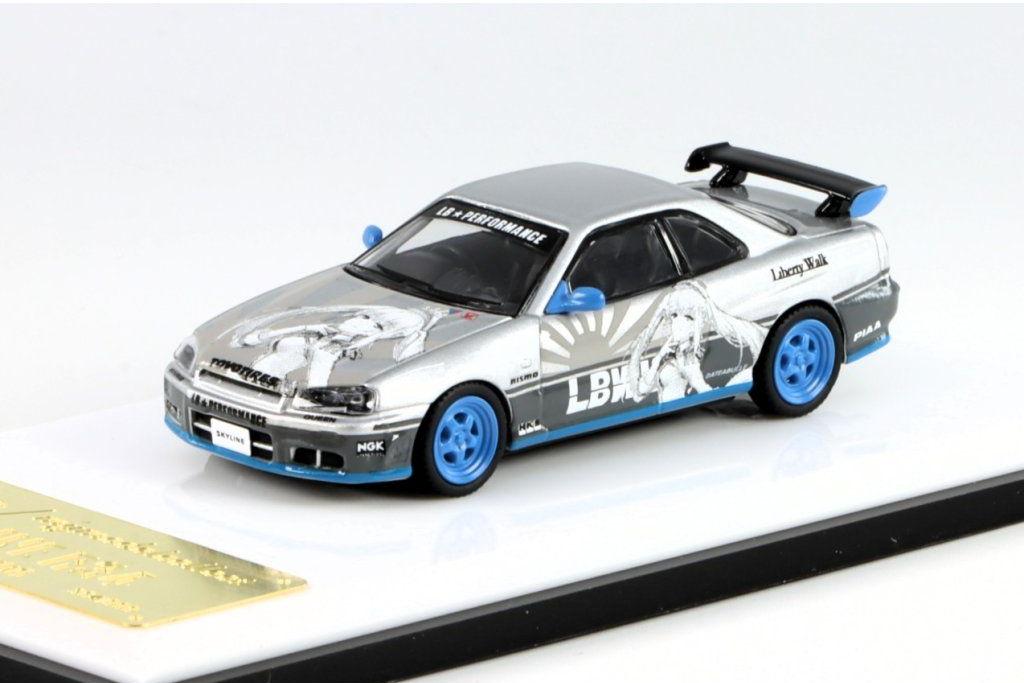 1:64 NISSAN Skyline GT-R R34 25gt Turbo White Queen, silver - MC640010B
