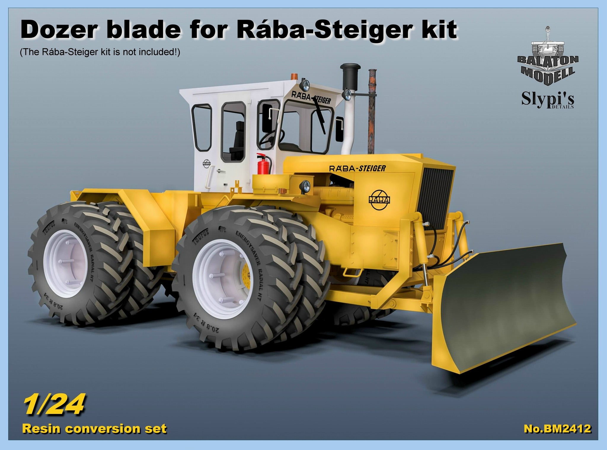 1:24 Набор для конверсии, Бульдозерный отвал для трактора Rába-Steiger 250/ Dozer blade for Rába-Steiger 250 kit - BM2412