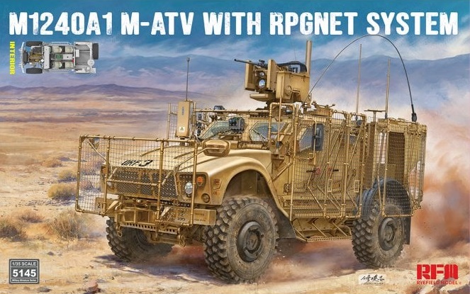 1:35 Сборная модель американский бронированный внедорожник MRAP (Mine-Resistant Ambush Protected) M1240A1 M-ATV с системой RPGNET - RM-5145