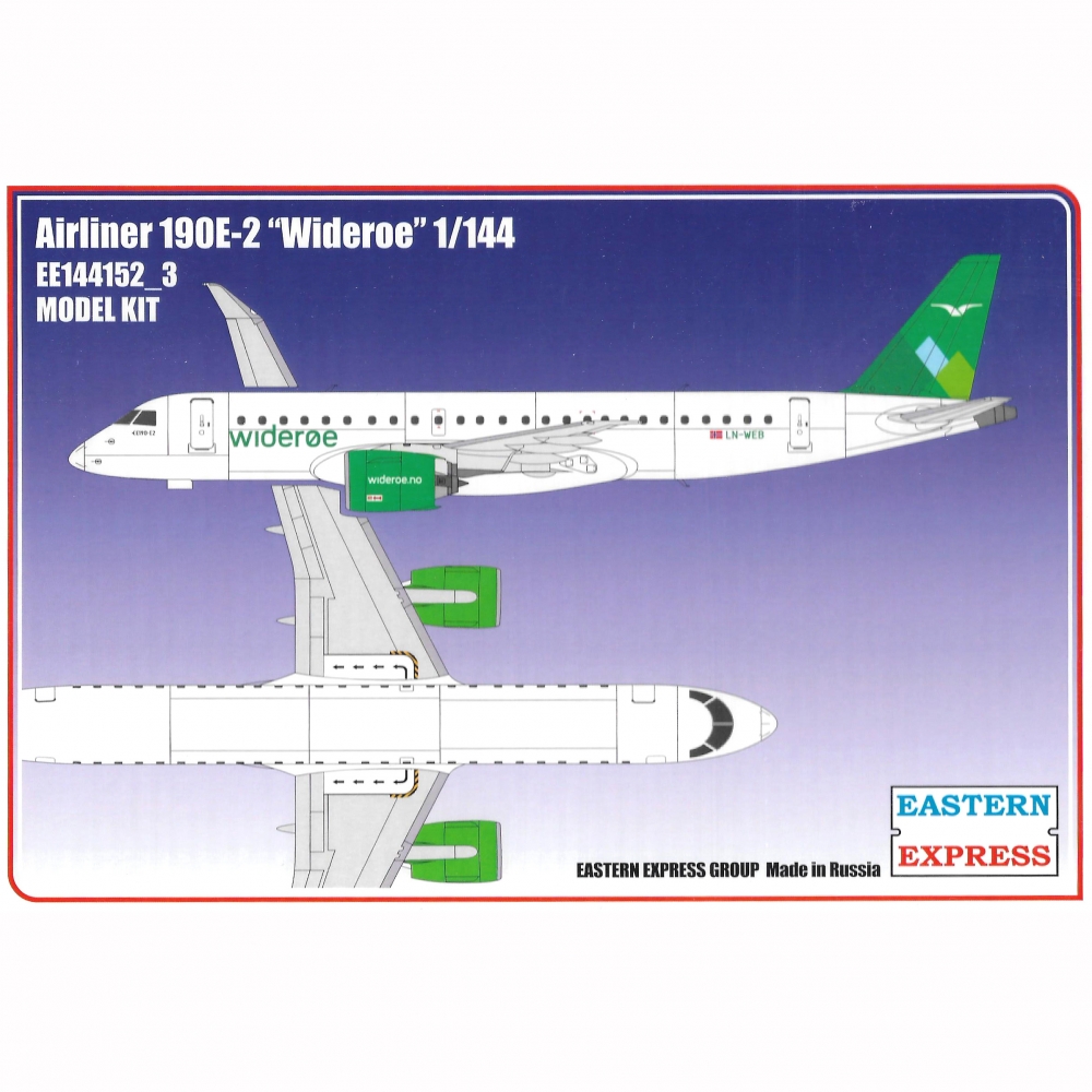 1:144 Сборная модель Авиалайнер EMB 190E2 Wideroe - 144152-3