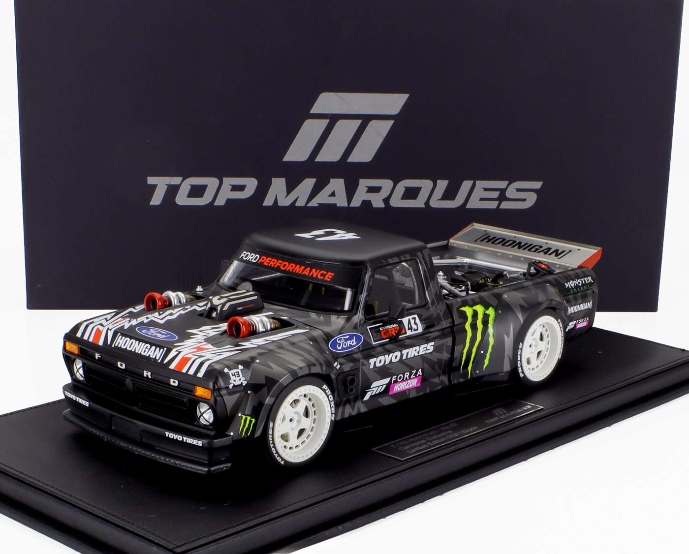 1:18 FORD F-150 Pick-up 914hp №43 Hoonigan Climbkhama 2 Tiannamen (2019) Ken Block, Black White - TOP090C