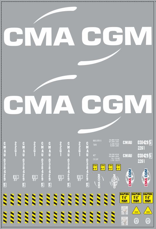 1:43 Набор декалей Контейнеры CMA GGM (вариант 3) (100х140) - DKM0085
