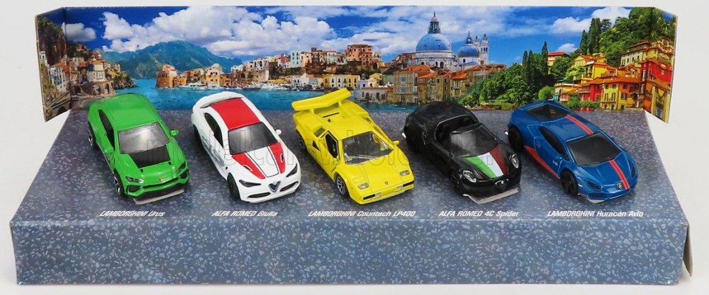 1:64 LAMBORGHINI Set Assortment 5 Pieces Italy Dreams Cars - Urus - Countach Lp400 - Huracan Avio - Alfa Romeo Giulia - 4c Spider, Various - 212053178