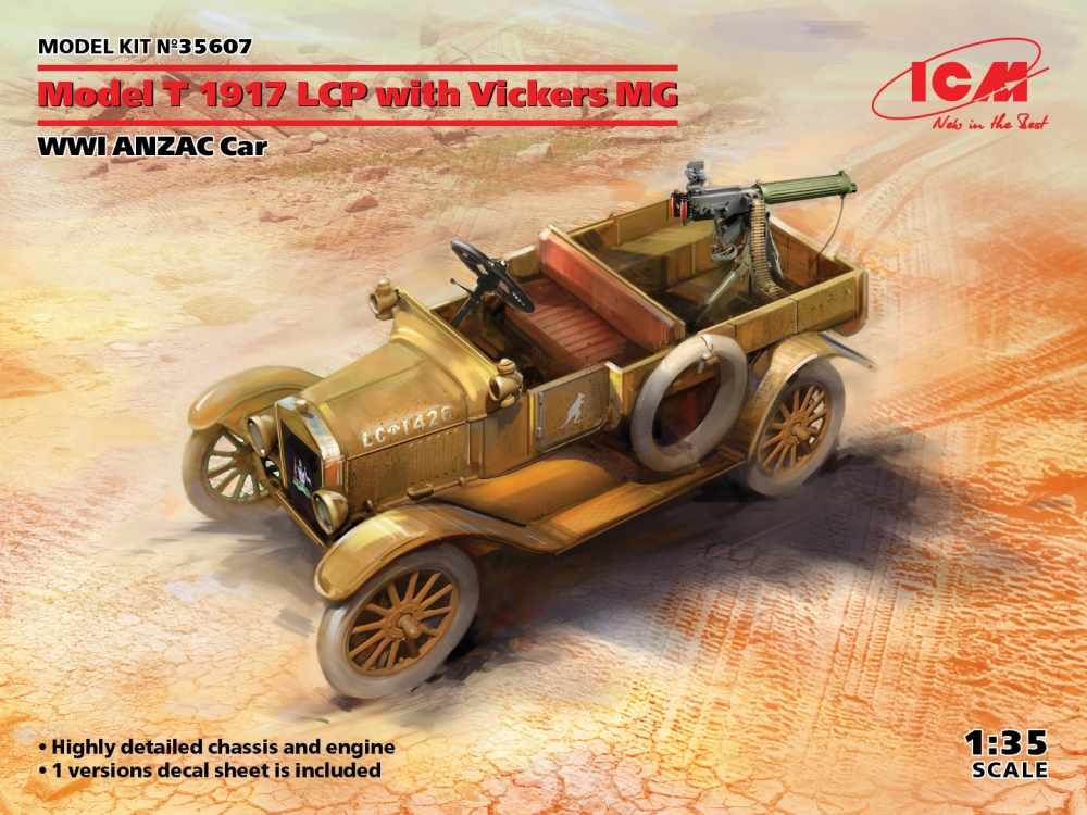 1:35 Сборная модель Model T 1917 LCP с пулеметом Vickers - 35607