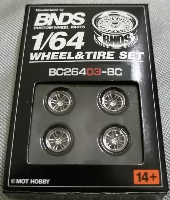 1:64 ABS Wheel & Rim set, black chrome - BC26403-BC
