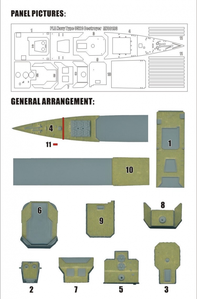 1:700 Маска окрасочная PLA Navy Type 052C Destroyer - M700193