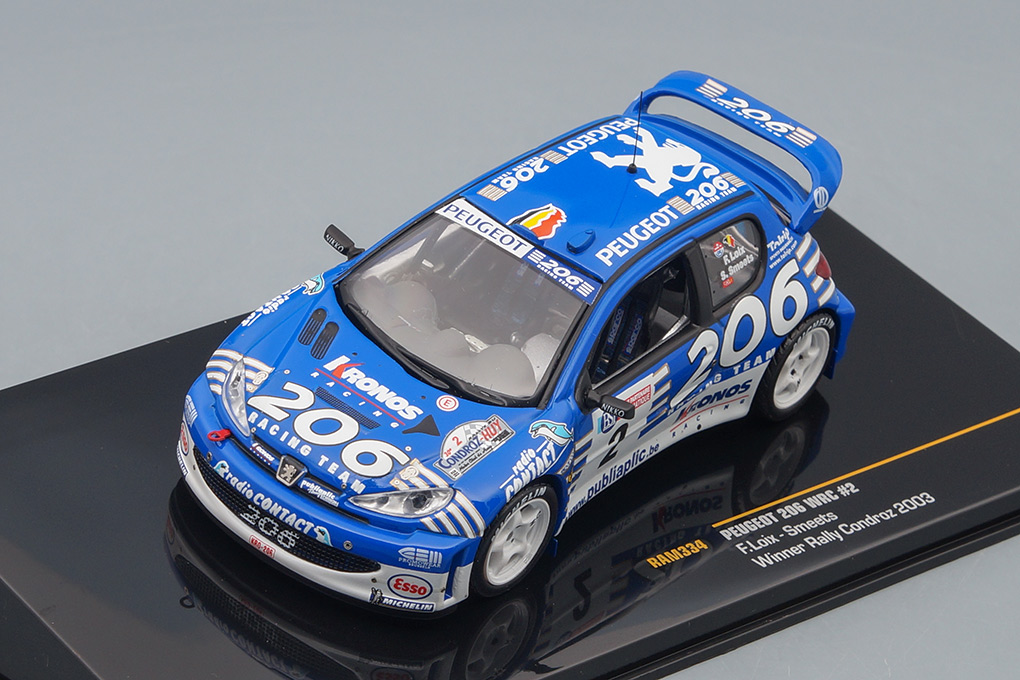 1:43 PEUGEOT 206 WRC 2 Winner Rally Condroz F.Loix - S.Smeeth (2003), blue - RAM334