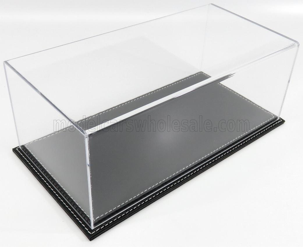 1:18 VETRINA DISPLAY BOX Maranello Base In Pelle Nera - Leather Base Black - Lungh.lenght Cm 32.5 X Largh.width Cm 16.5 X Alt.height Cm 12.5 (altezza Interna 11.5 Cm ), Plastic Display - ATL10013