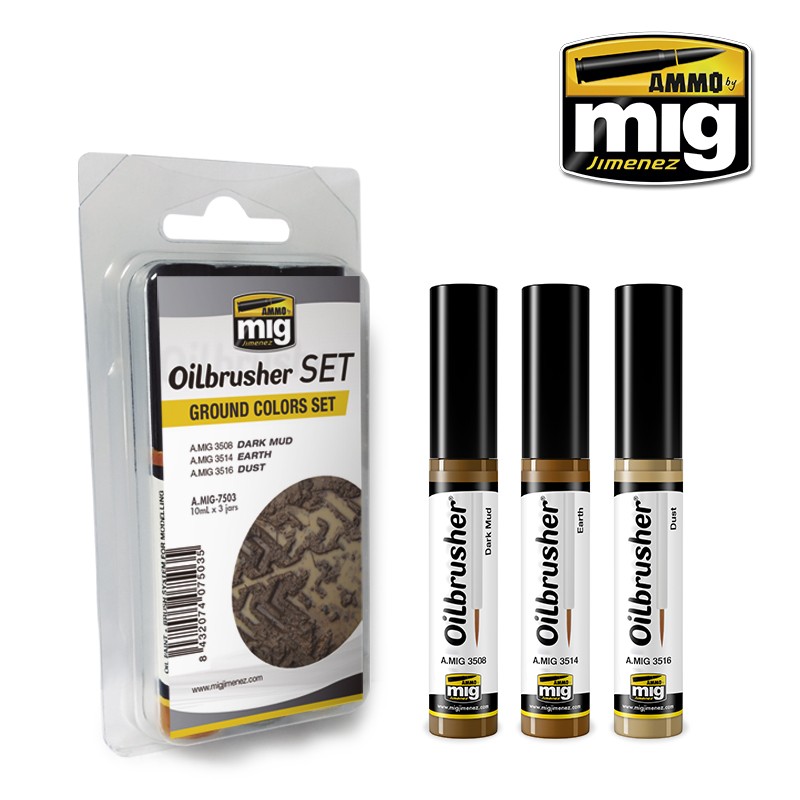 OILBRUSHER GROUND COLORS SET (Набор масляных красок с тонкой кистьюаппликатором) - A.MIG-7503