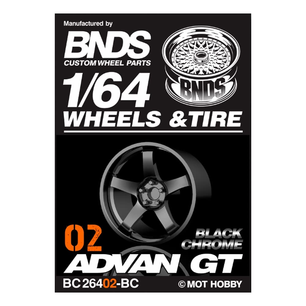 1:64 ABS Wheel & Rim set, black chrome - BC26402-BC
