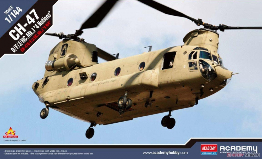 1:144 Сборная модель вертолёт CH-47D/F/J/HC.Mk.1 '4 nations' - 12624