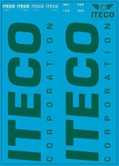 1:43 Набор декалей Транспортная компания ITECO, зеленый (100х140) - DKM0047