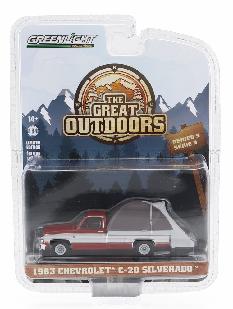 1:64 CHEVROLET C-20 Pick-up Silverado Camper (1983), Red Silver - 38050C