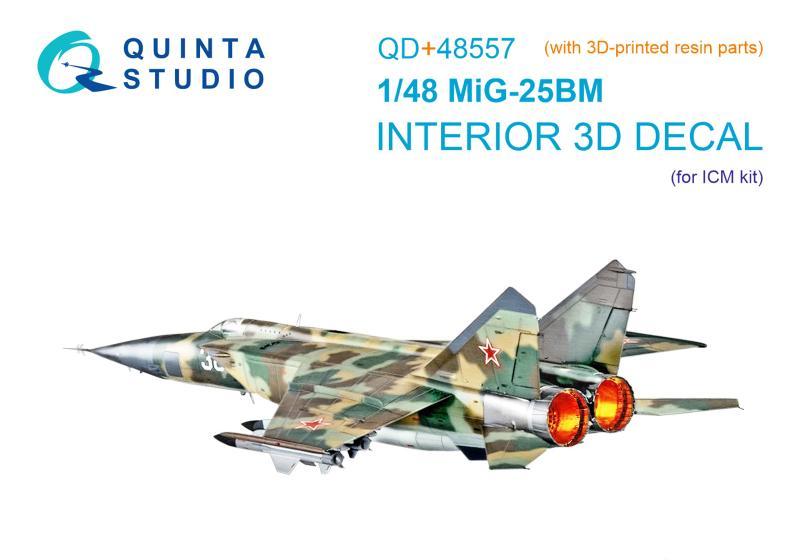 1:48 3D Декаль интерьера кабины МиГ-25БМ (ICM) (с 3D-печатными деталями) - QD+48557