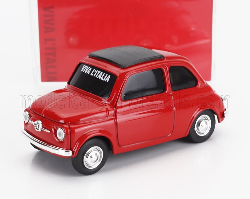 1:43 FIAT 500 (1965) - Viva L'italia - Giornata Dell' Unita' Nazionale E Delle Forze Armate, Red - BR020-UPD