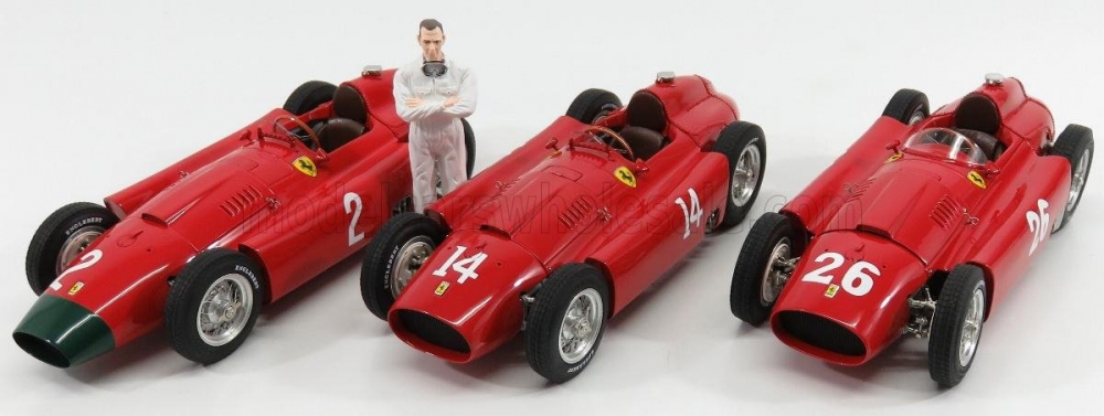 1:18 FERRARI Set 3x F1 D50 Short Nose №14 French Gp (1956) Collins - F1  D50 Long Nose №2 German Gp 1956 Collins - F1  D50 N 26 Monza Italy Gp 1956 Collins, Red - M-202