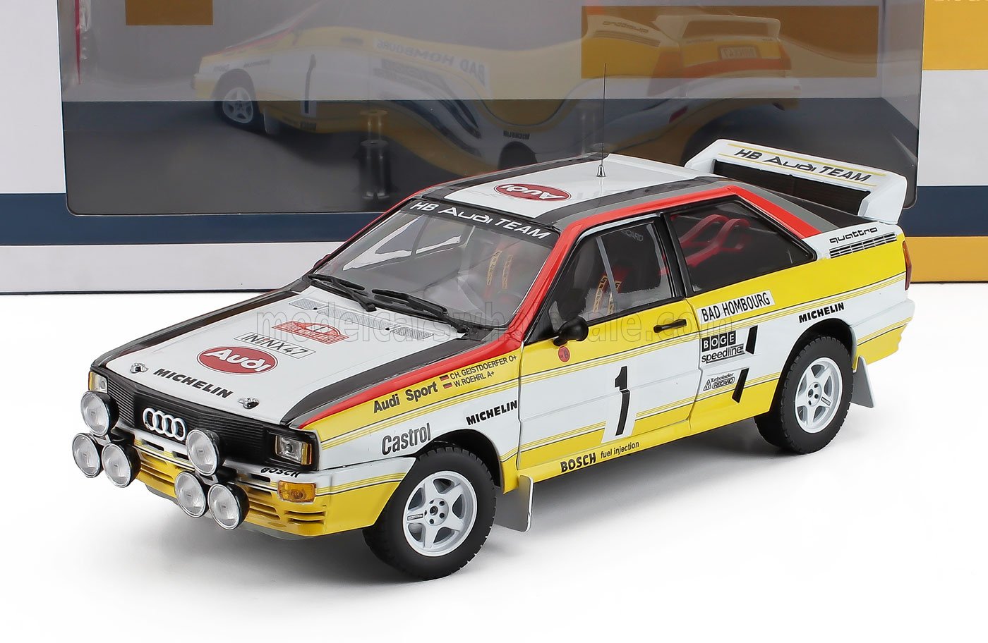 1:18 AUDI Sport Quattro A2 Team Audi Sport (night Version) №1 Winner Rally Montecarlo 1984 Walter Rohrl - Christian Geistdorfer, Yellow White - 4258