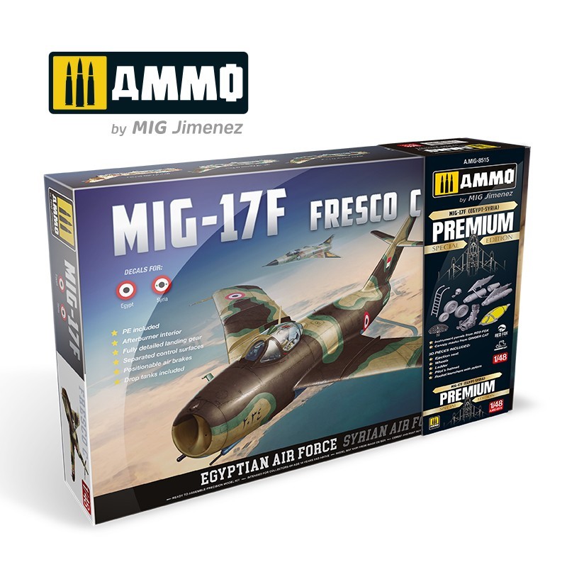 1:48 Сборная модель истребитель MiGG-17F, Египет-Сирия, Премиум-версия - AMIG8515