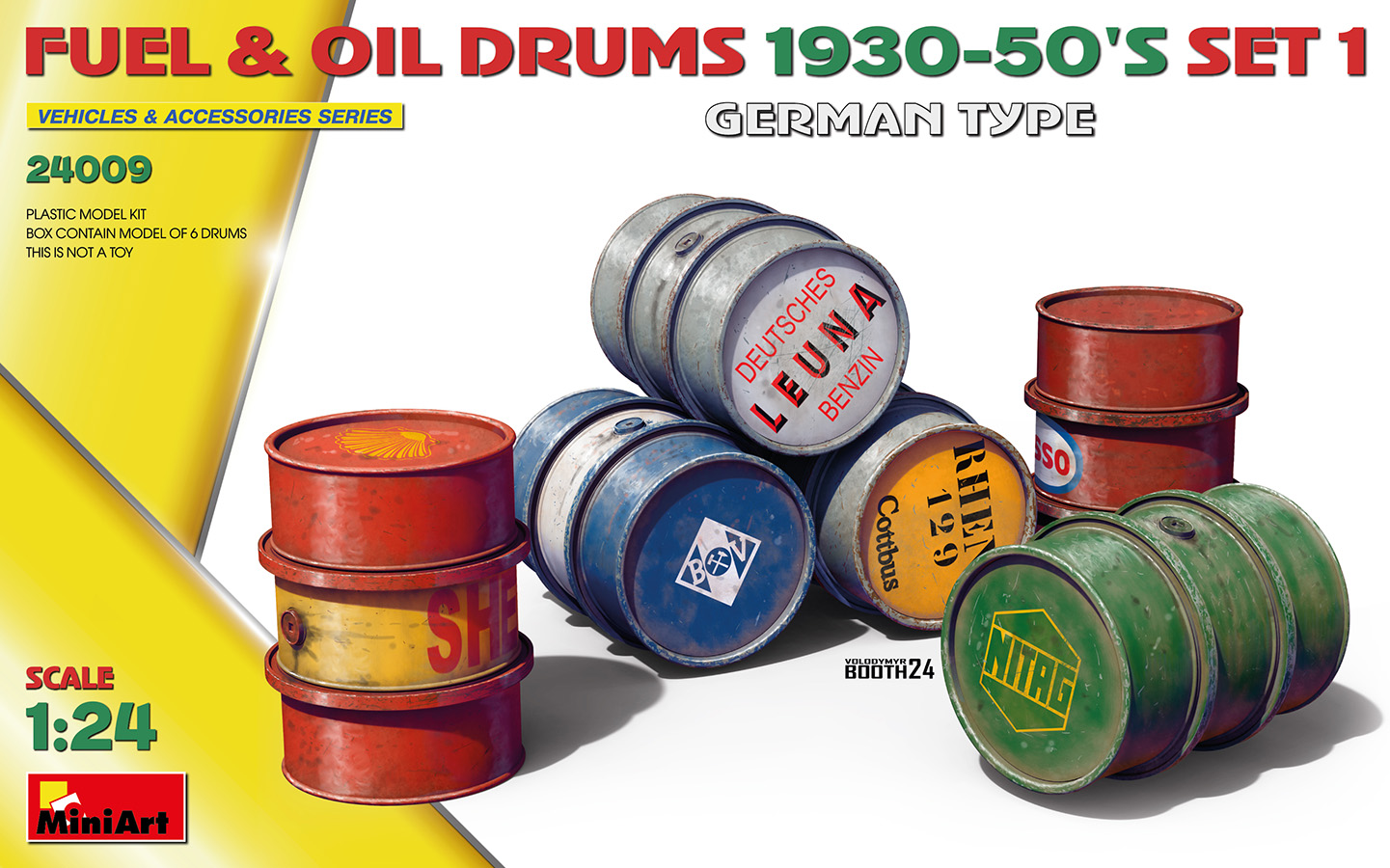 1:24 Сборная модель топливные и масляные бочки военные / Fuel & Oil Drums Military 1930-50 - 24009