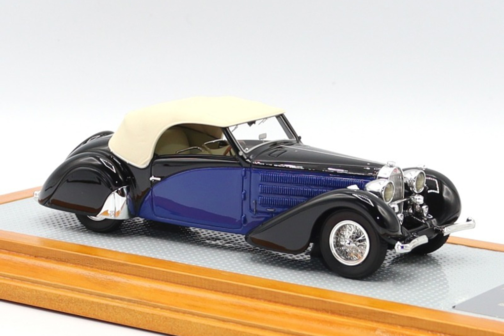1:43 Bugatti T57 Cabriolet 1935 Stelvio Serie 2 sn57362 Restoration close Car, Blue/Black - IL43137