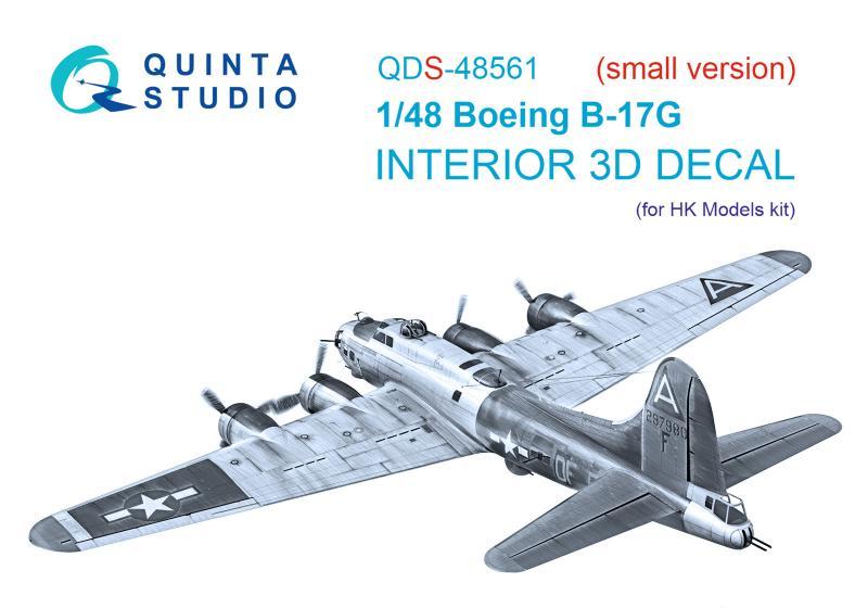 1:48 3D Декаль интерьера кабины Boeing B-17G (HK models) (малая версия) - QDS-48561