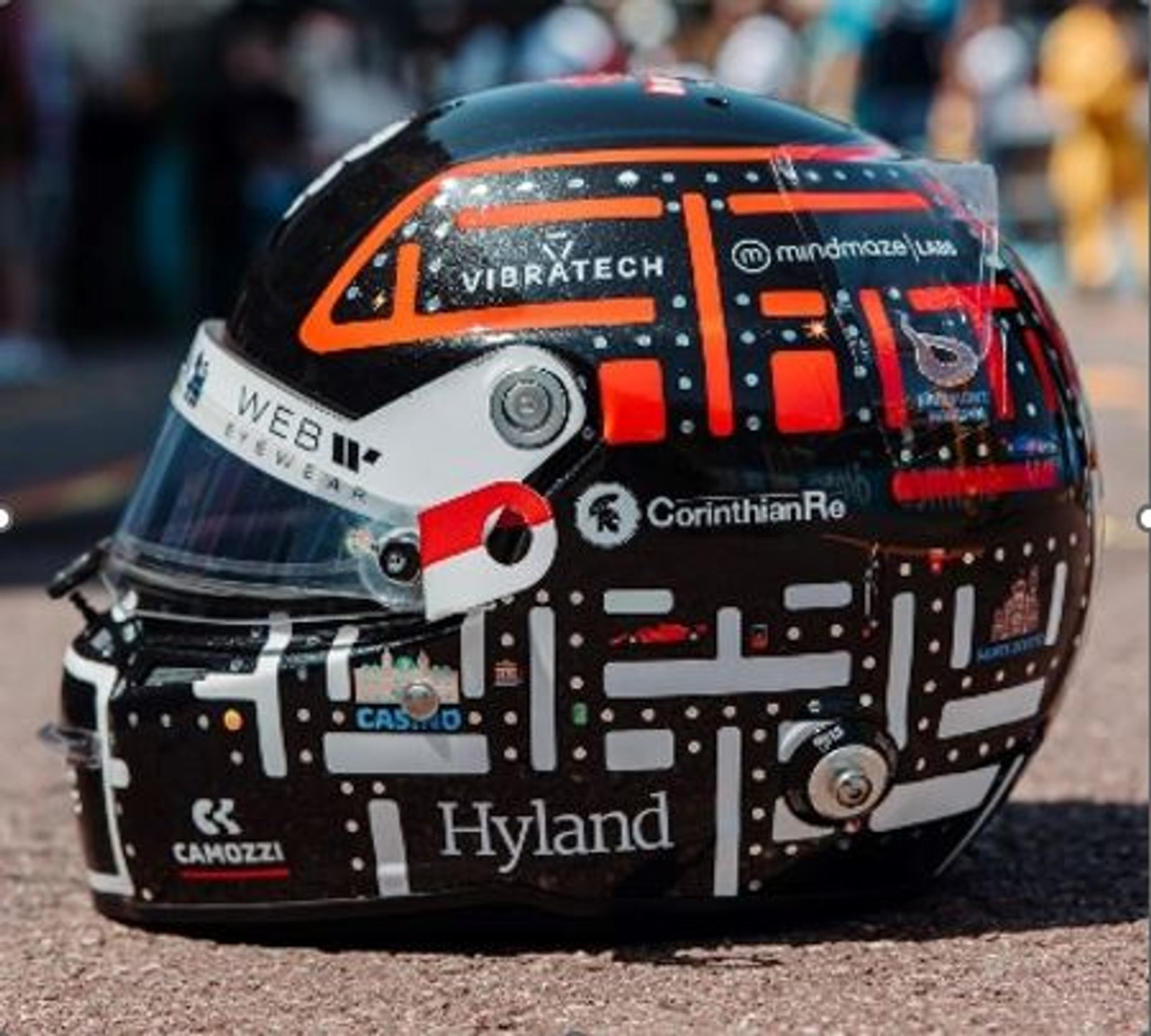 1:5 BELL HELMET F1 Casco Helmet Alfa Romeo C43 Team Stake N77 Monaco Gp (2023) Valtteri Bottas, Black White Orange - 5HF107