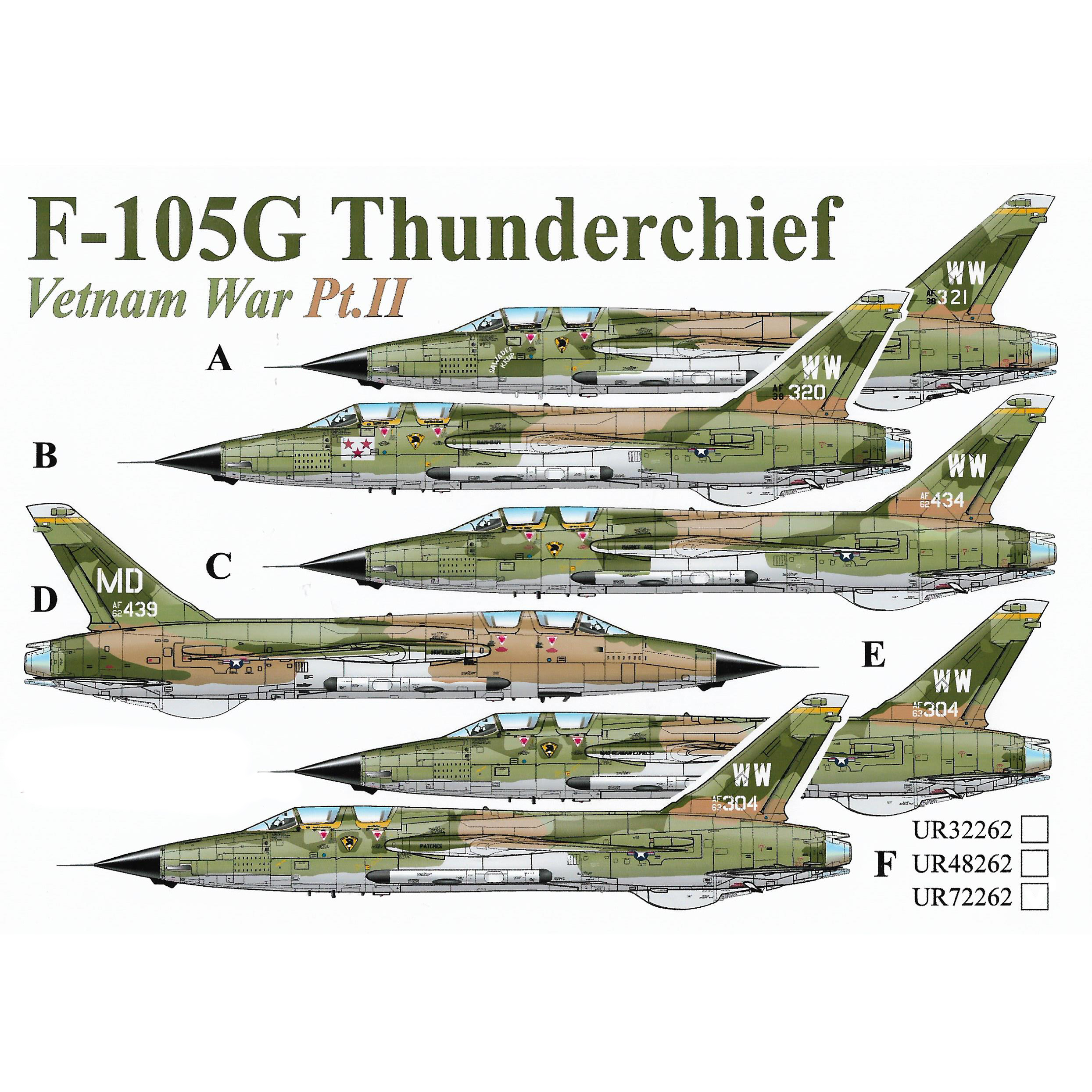 1:32 Декаль для F-105G Thunderchief Vietnam War Pt.2, с тех. надписями - UR32262