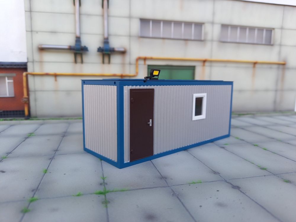 1:43 Вагон-бытовка БК-01 (серебристо-синий, с прожектором) - ML003