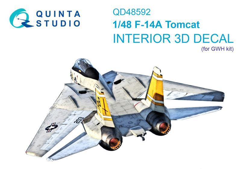 1:48 3D Декаль интерьера кабины F-14A Tomcat (GWH) - QD48592