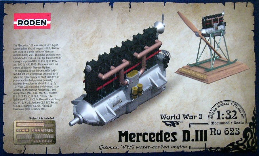 1:32 Набор для доработки Немецкий авиадвигатель Mercedes D.III - 623