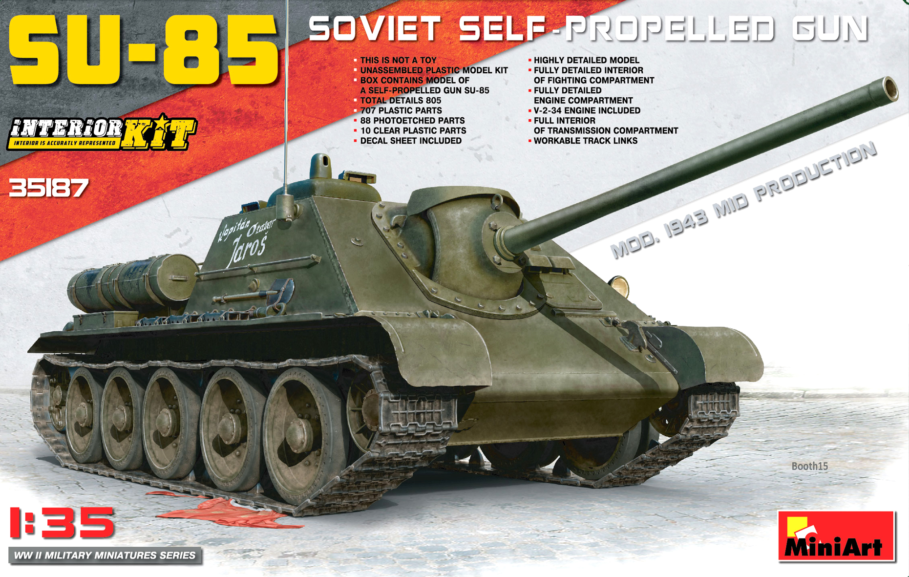1:35 Сборная модель САУ 85 Soviet Self-Propelled Gun Mod.1943 Mid Production INTERIOR KIT - 35187
