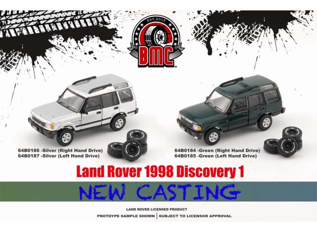 1:64 LAND ROVER Discovery 1, silver right hand drive with an extra set of off road tires. 1998 - BM64B0186rhd